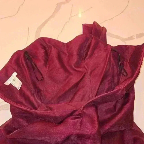 Alvina Valenta Womens Strapless Layered Chiffon Formal Gown Burgundy Size 16 - Picture 8 of 11